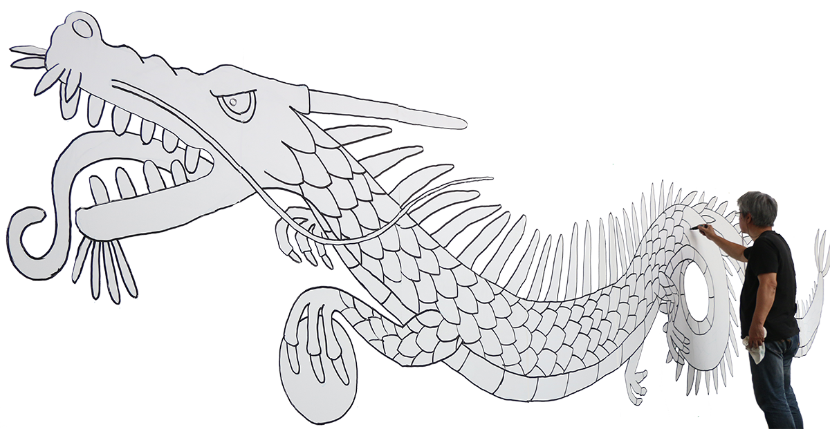コオロギタカシ氏の龍の線画